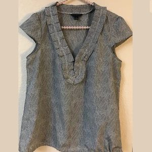 Banana Republic Polka Dot Ruffle Blouse Top V Neck